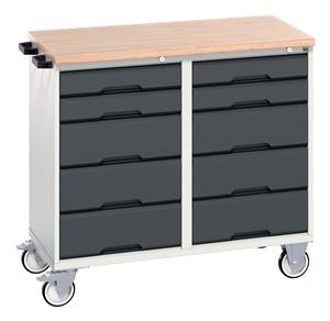 verso maintenance trolley with 10 drawers and mpx top. WxDxH: 1050x600x980mm. RAL 7035/5010 or selected Bott Verso Mobile  Drawer Cupboard  Tool Trolleys and Tool Butlers